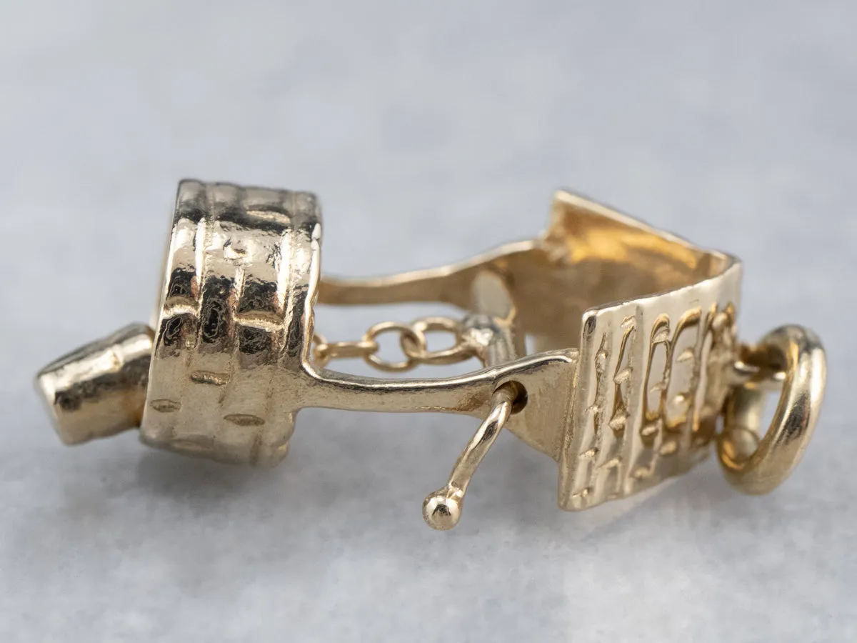 14K Gold Moving Water Well Charm