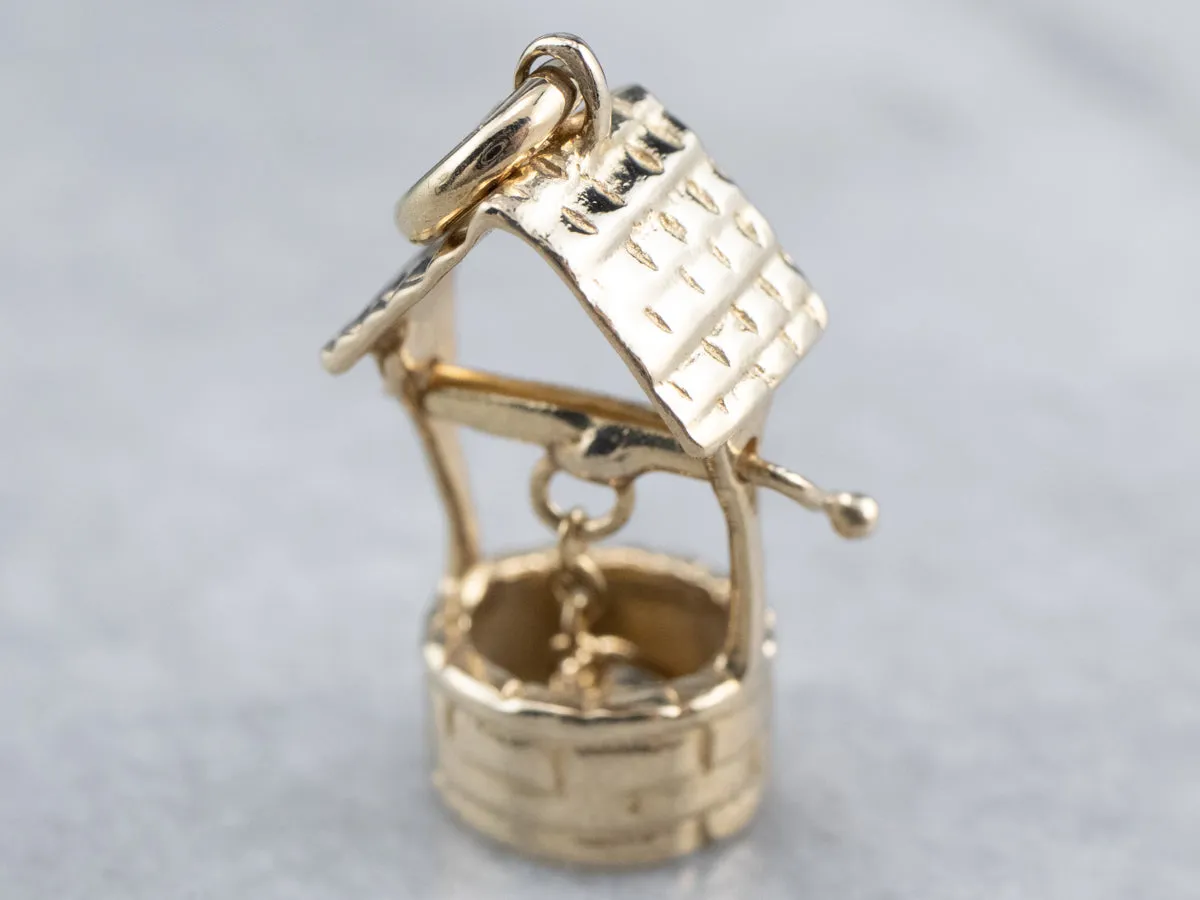 14K Gold Moving Water Well Charm