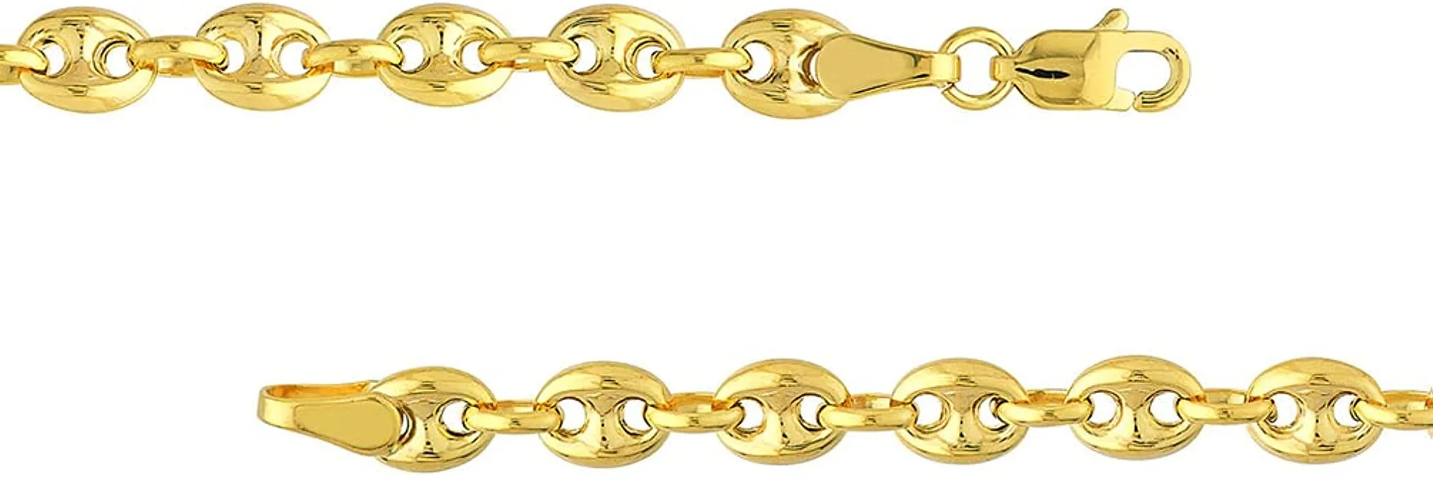 14k Solid Gold 5.5mm Puffed Mariner Anchor Chain Necklace with Lobster Lock