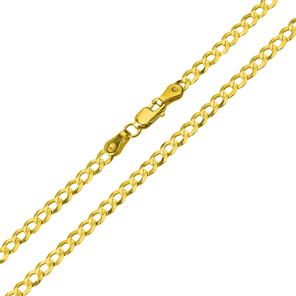 14k Two-Tone Gold Religious Plain Cross and Infinity Eternity Symbol Pendant Cuban Curb Chain Necklace