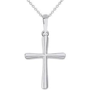 14k White Gold Slender Small Cross Charm Pendant Necklace