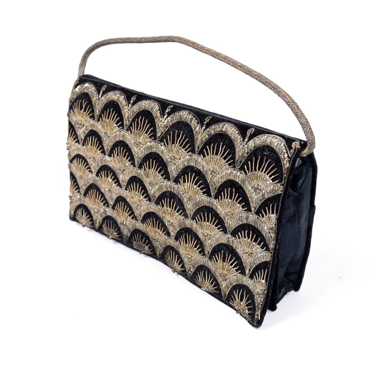 1950's Metallic Embroidered Black Velvet Zardozi Bag