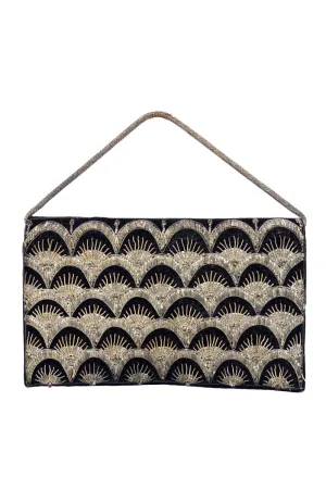 1950's Metallic Embroidered Black Velvet Zardozi Bag