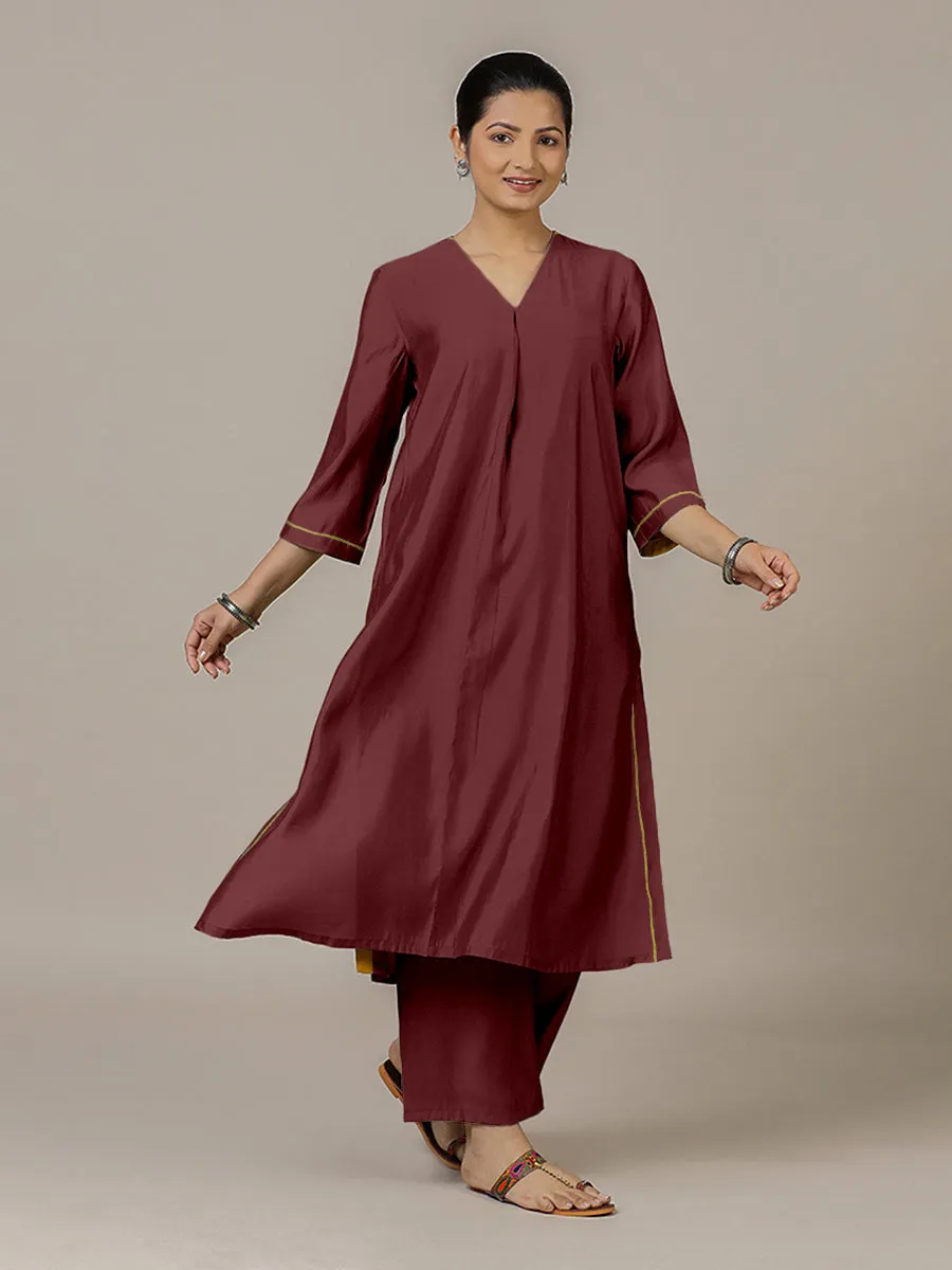 Alisha x Rozaana | A Line Kurta in Deep Maroon with Thread Work | Coords or Only Kurta