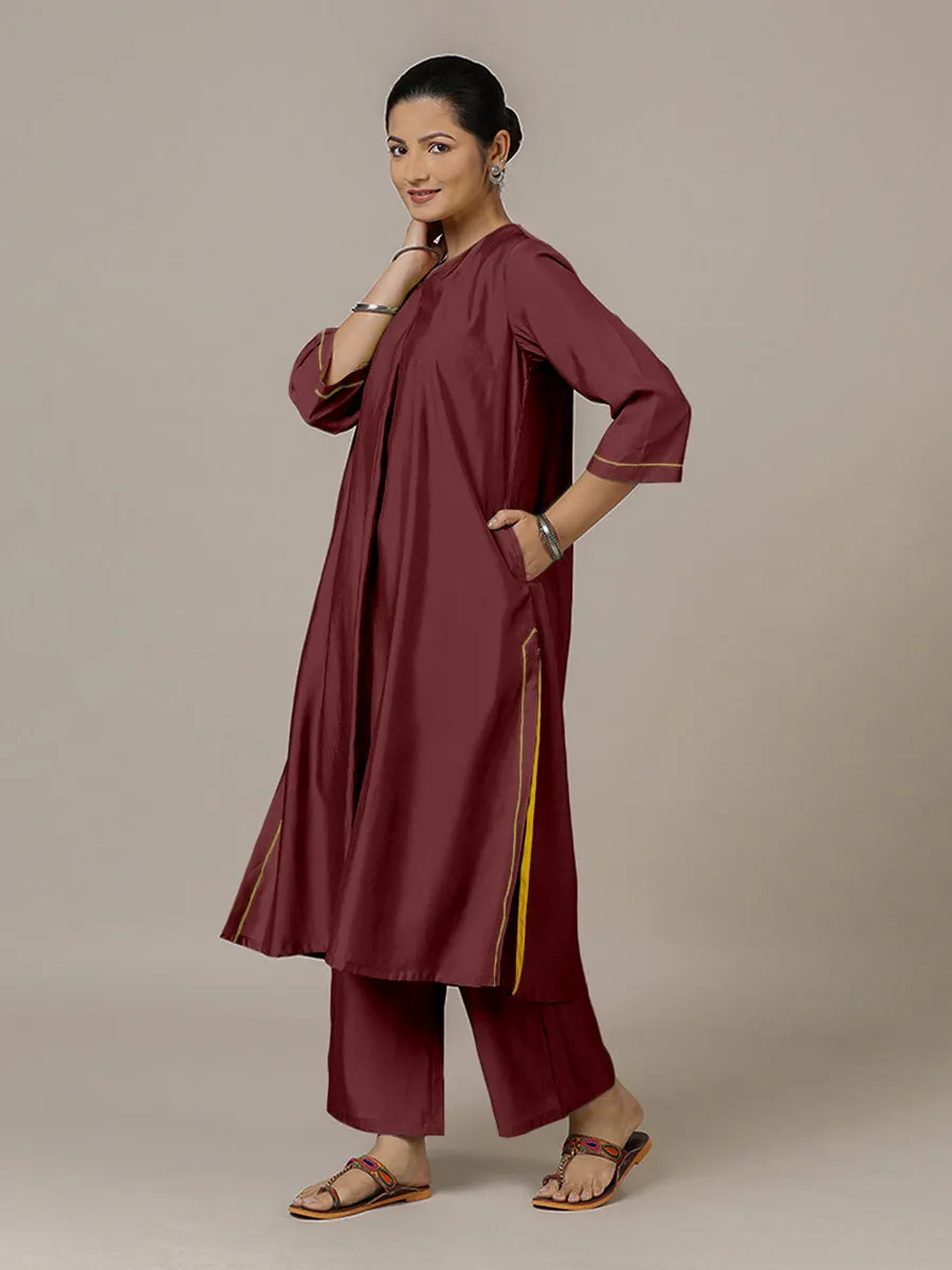 Alisha x Rozaana | A Line Kurta in Deep Maroon with Thread Work | Coords or Only Kurta