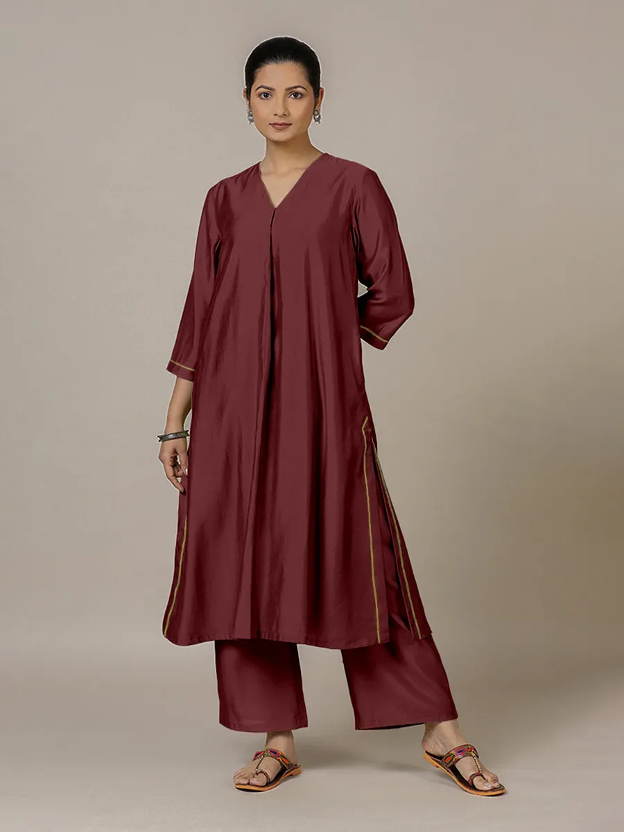 Alisha x Rozaana | A Line Kurta in Deep Maroon with Thread Work | Coords or Only Kurta