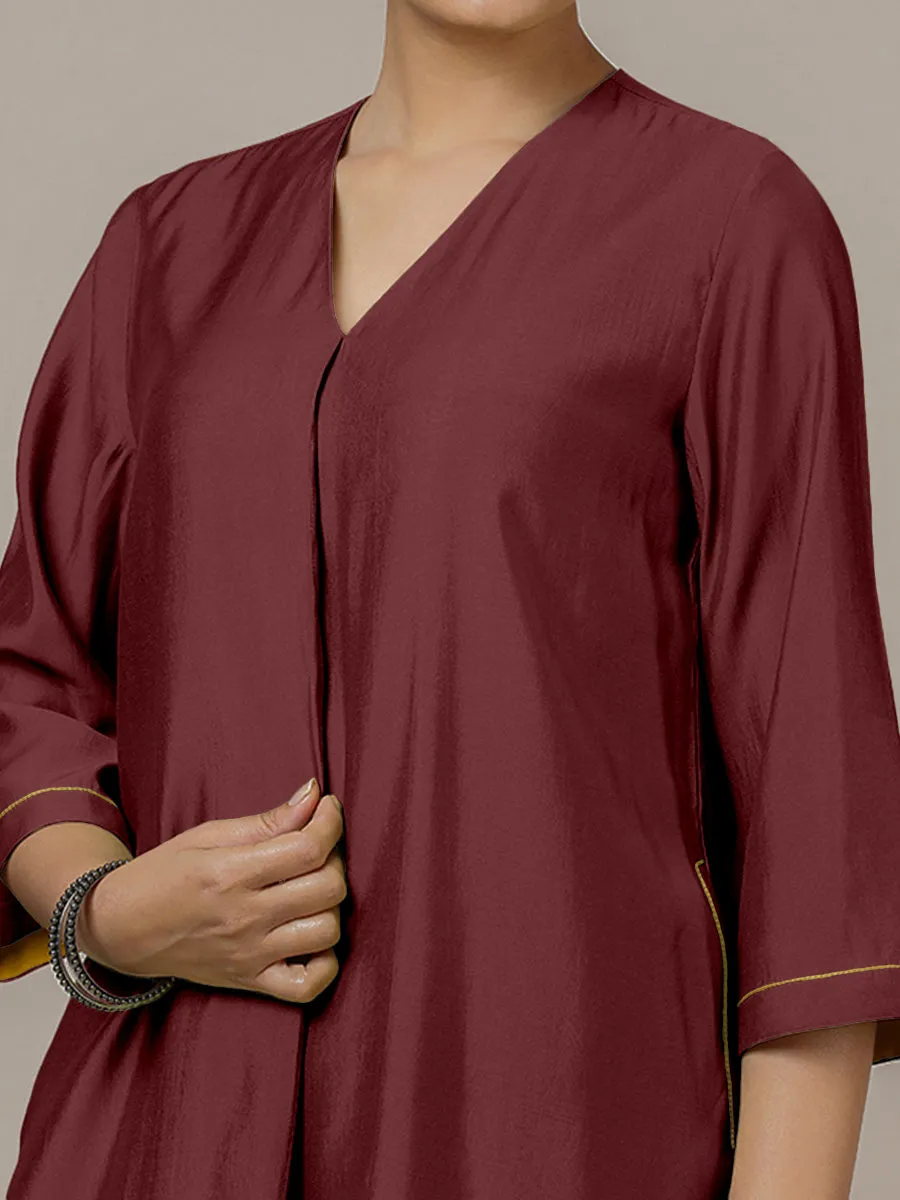 Alisha x Rozaana | A Line Kurta in Deep Maroon with Thread Work | Coords or Only Kurta