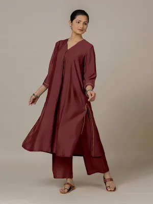 Alisha x Rozaana | A Line Kurta in Deep Maroon with Thread Work | Coords or Only Kurta