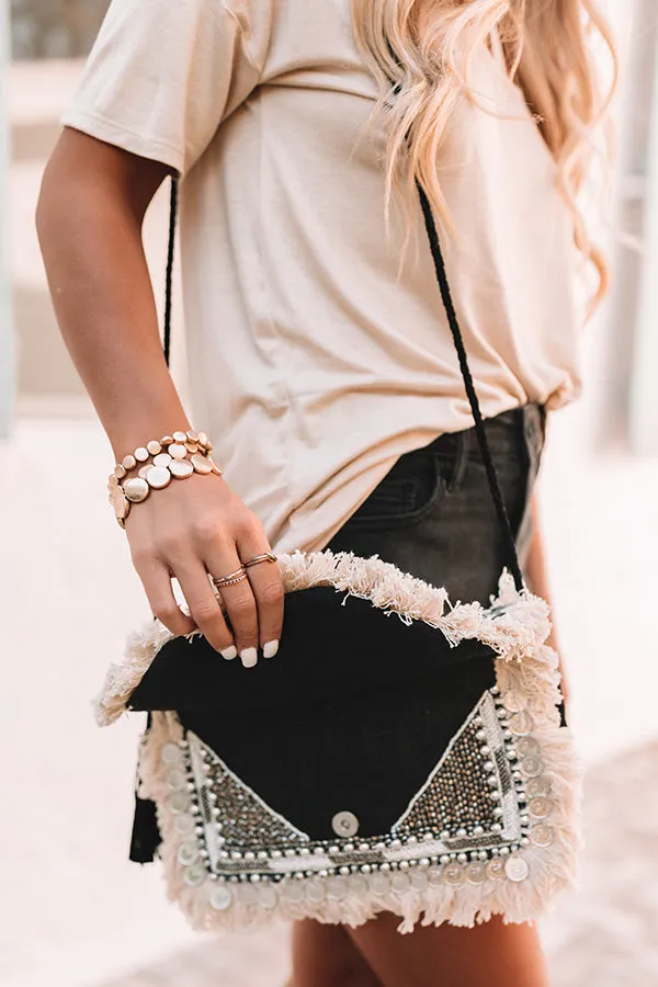 All The Way Embellished Clutch in Black