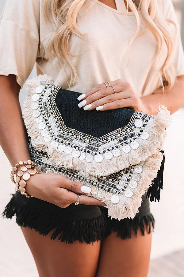 All The Way Embellished Clutch in Black