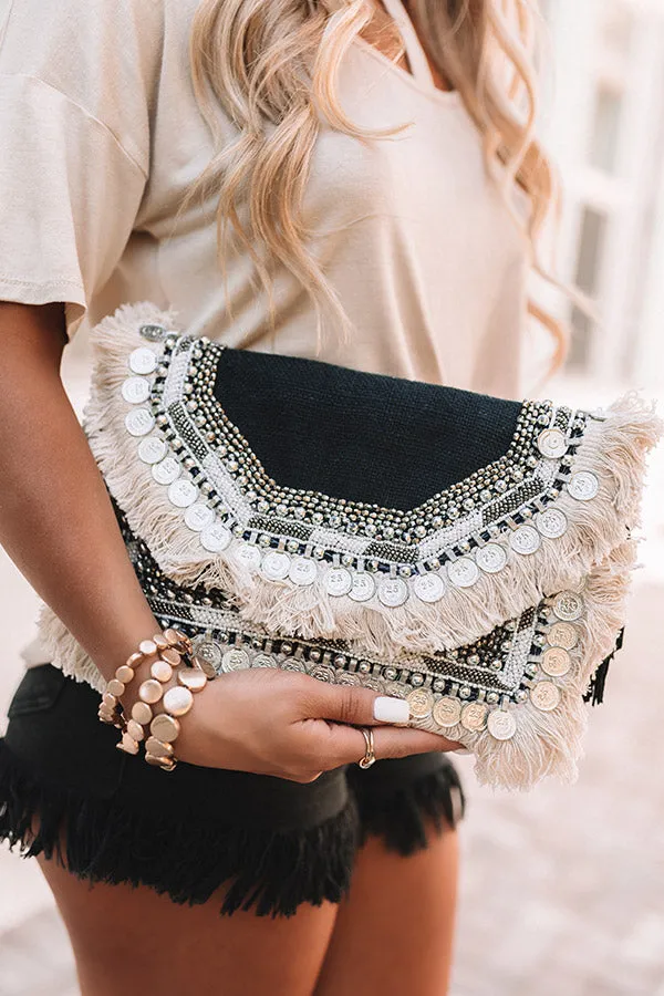 All The Way Embellished Clutch in Black