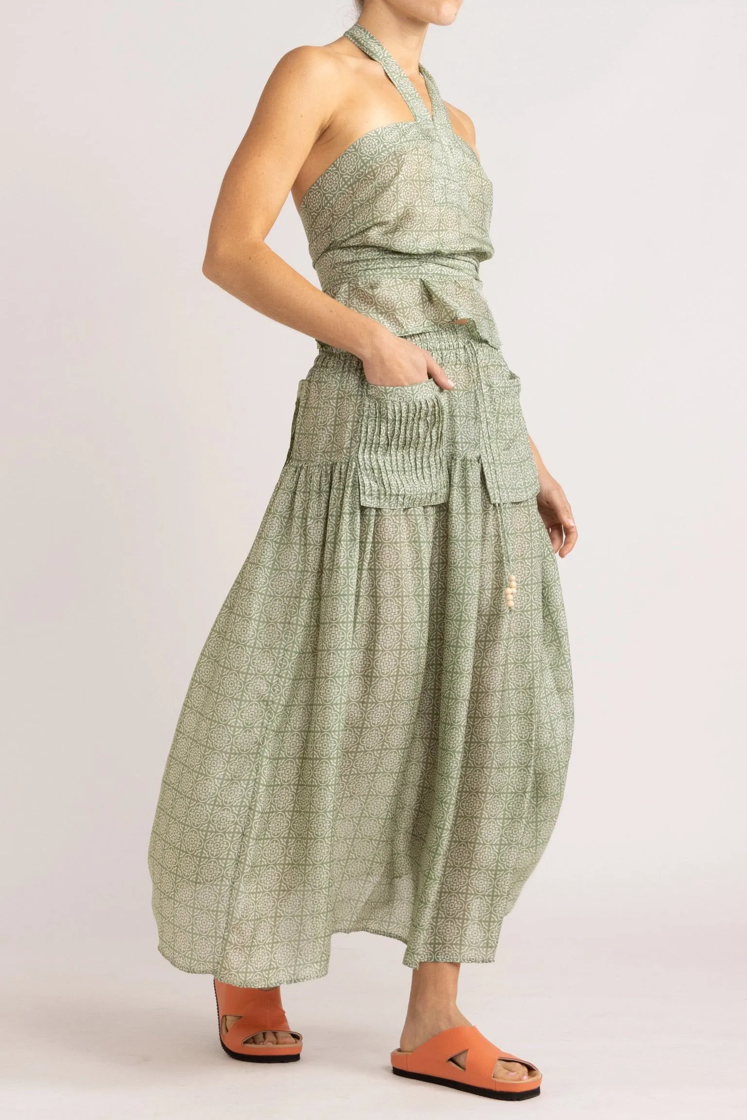 Angelique Jade Green Silk Skirt