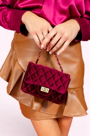 Averie Quilted Velvet Crossbody Purse