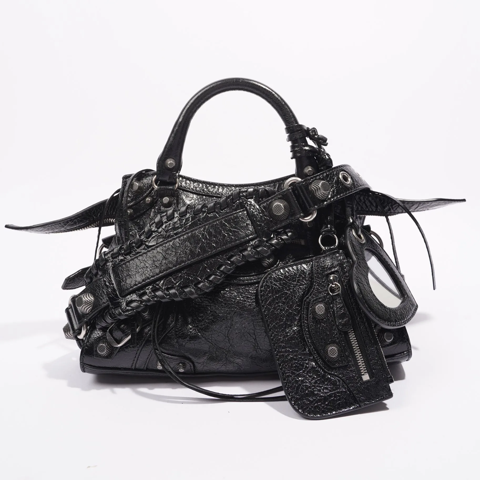 Small Balenciaga Neo Cagole Bag in Black Leather for Women