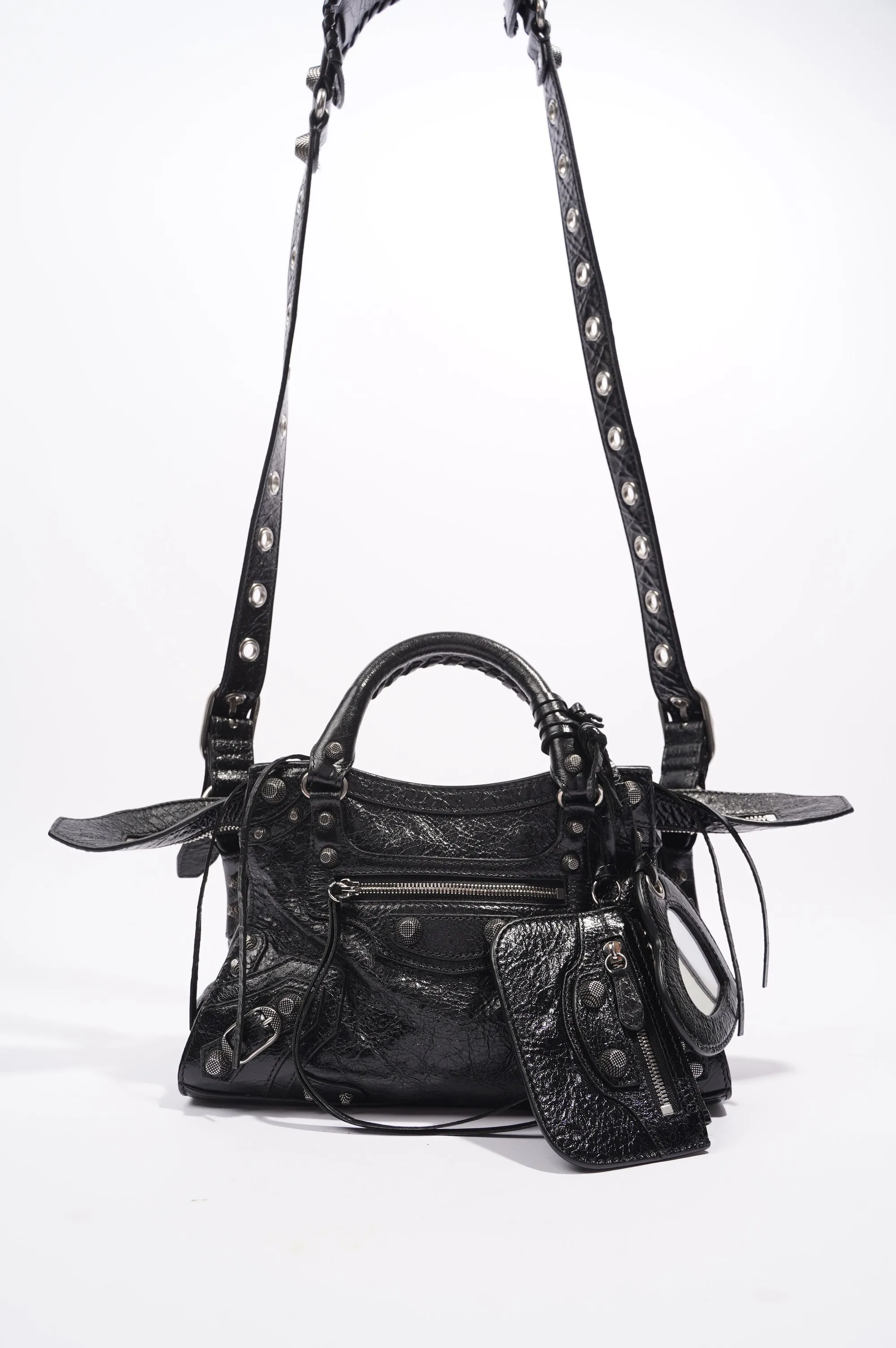 Small Balenciaga Neo Cagole Bag in Black Leather for Women