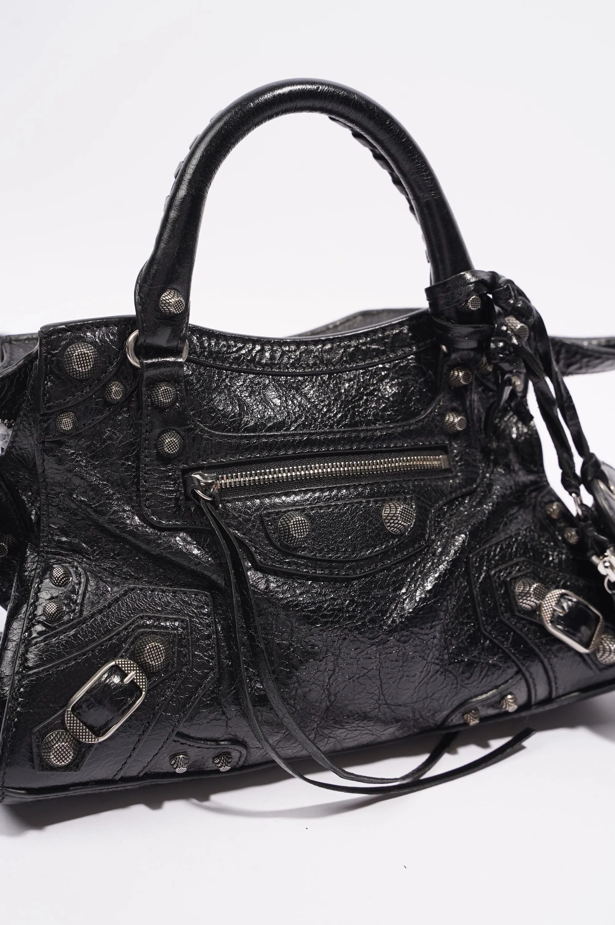 Small Balenciaga Neo Cagole Bag in Black Leather for Women