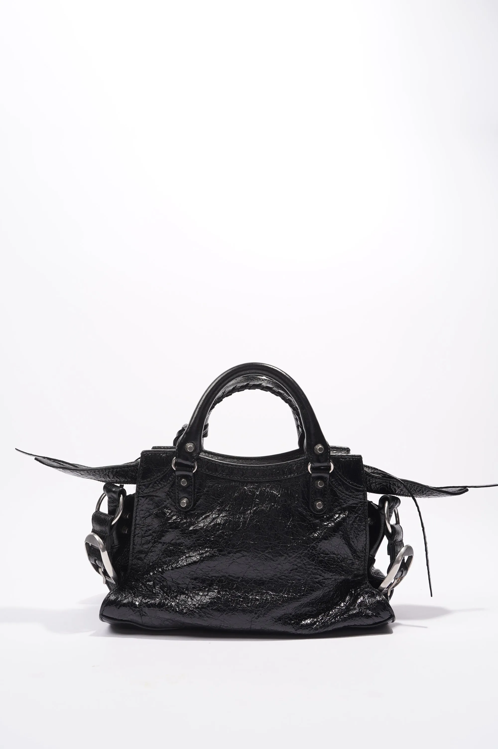 Small Balenciaga Neo Cagole Bag in Black Leather for Women