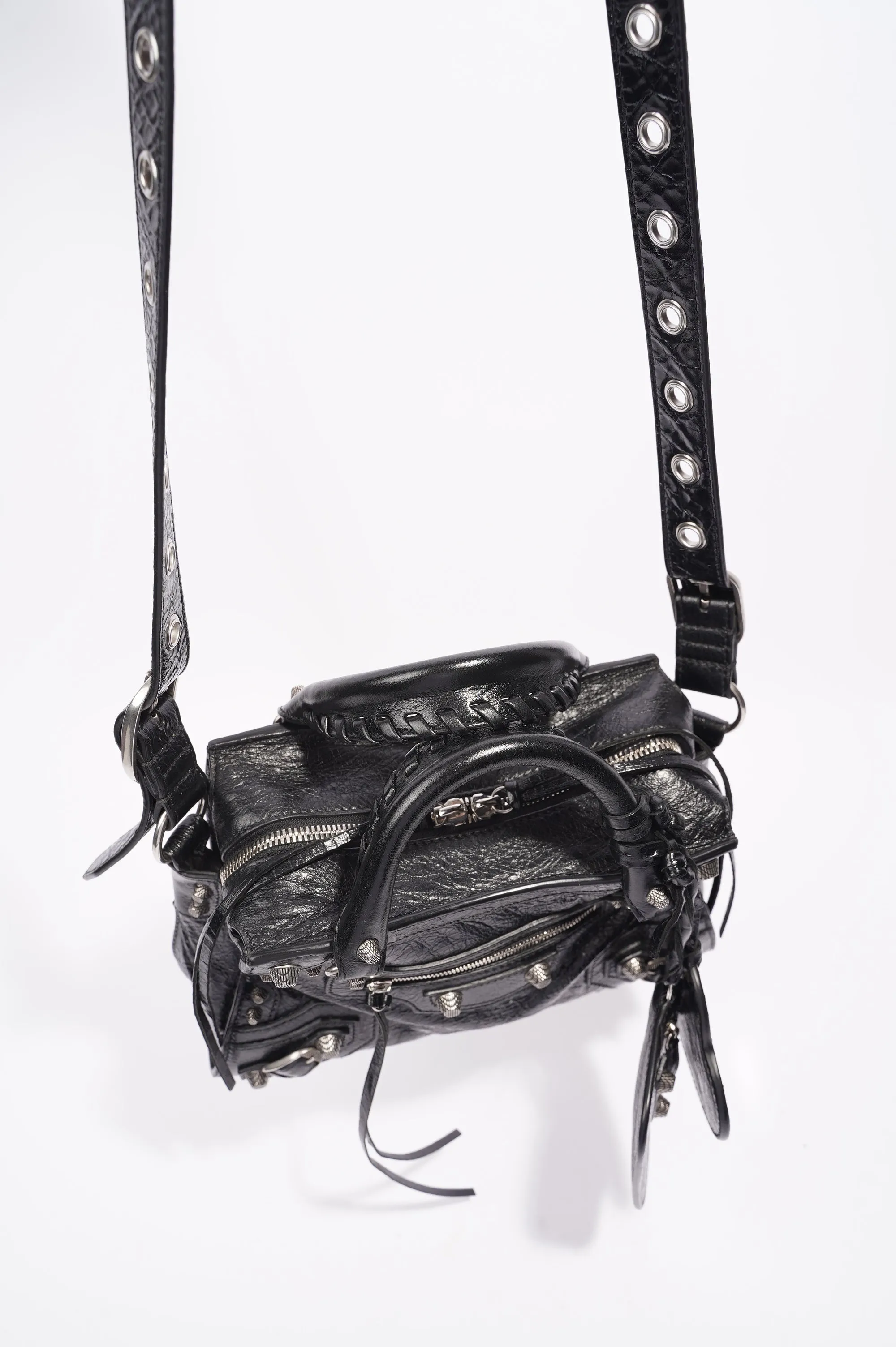 Small Balenciaga Neo Cagole Bag in Black Leather for Women