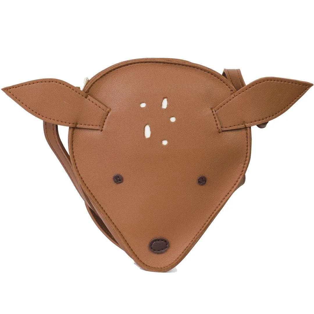 Bambi Deer Crossbody Bag for Kids | Vegan Leather | Tan Color | Velvet Lining