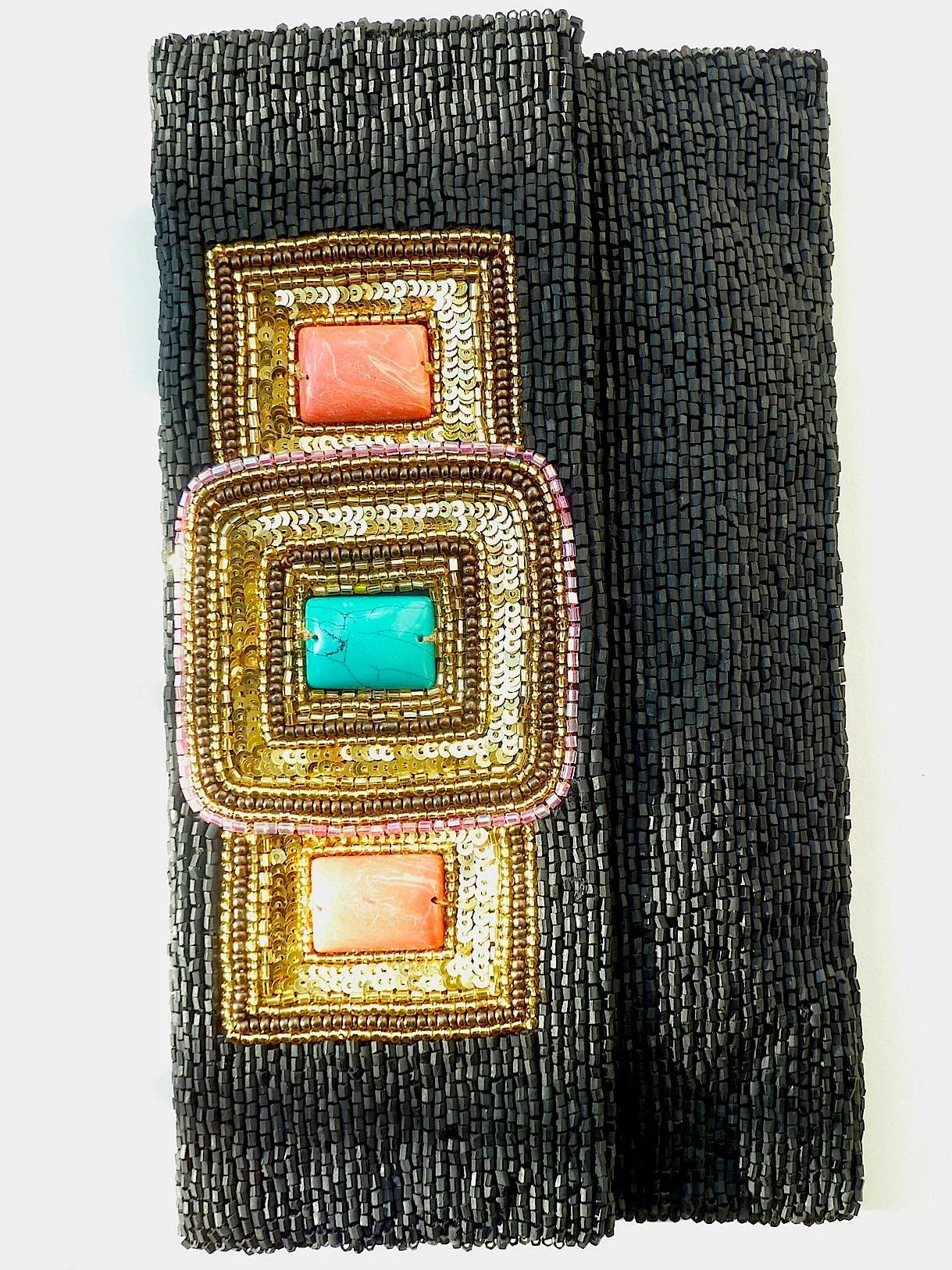 Beaded Envelope Bag with Turquoise Inlay