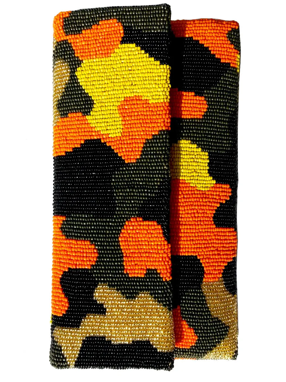 Beaded Envelope Clutch Bag Camo Orange