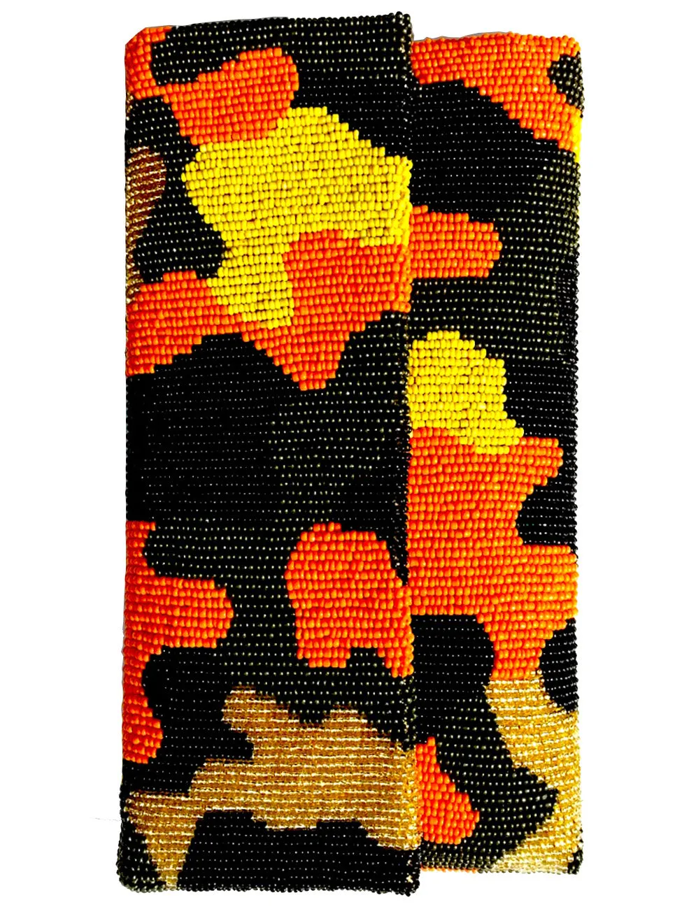 Beaded Envelope Clutch Bag Camo Orange