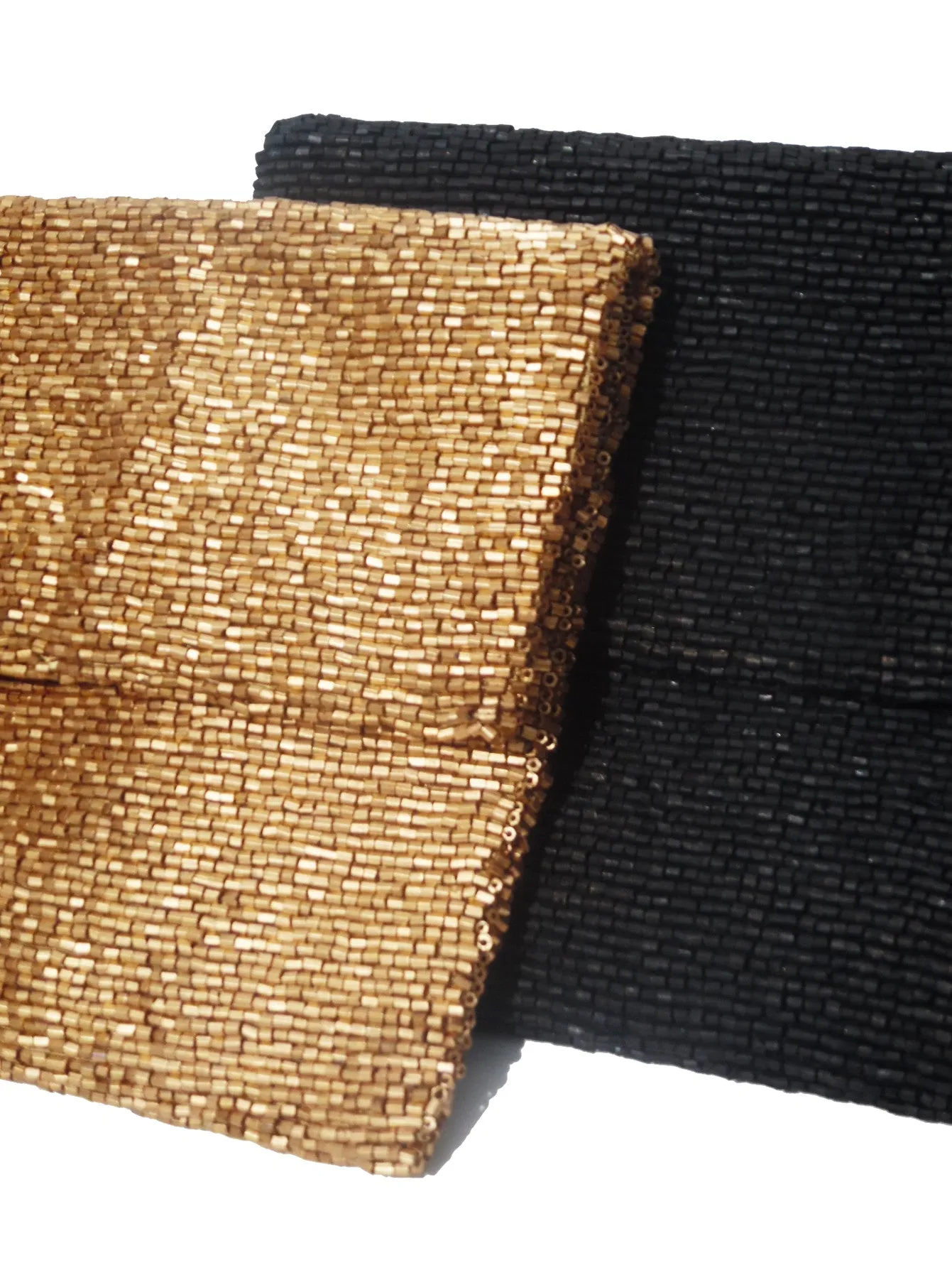 Beaded Envelope Clutch Bag Matte Black or Gold