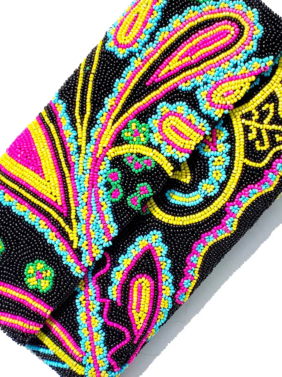 Beaded Envelope Evening Bag Bright Paisley