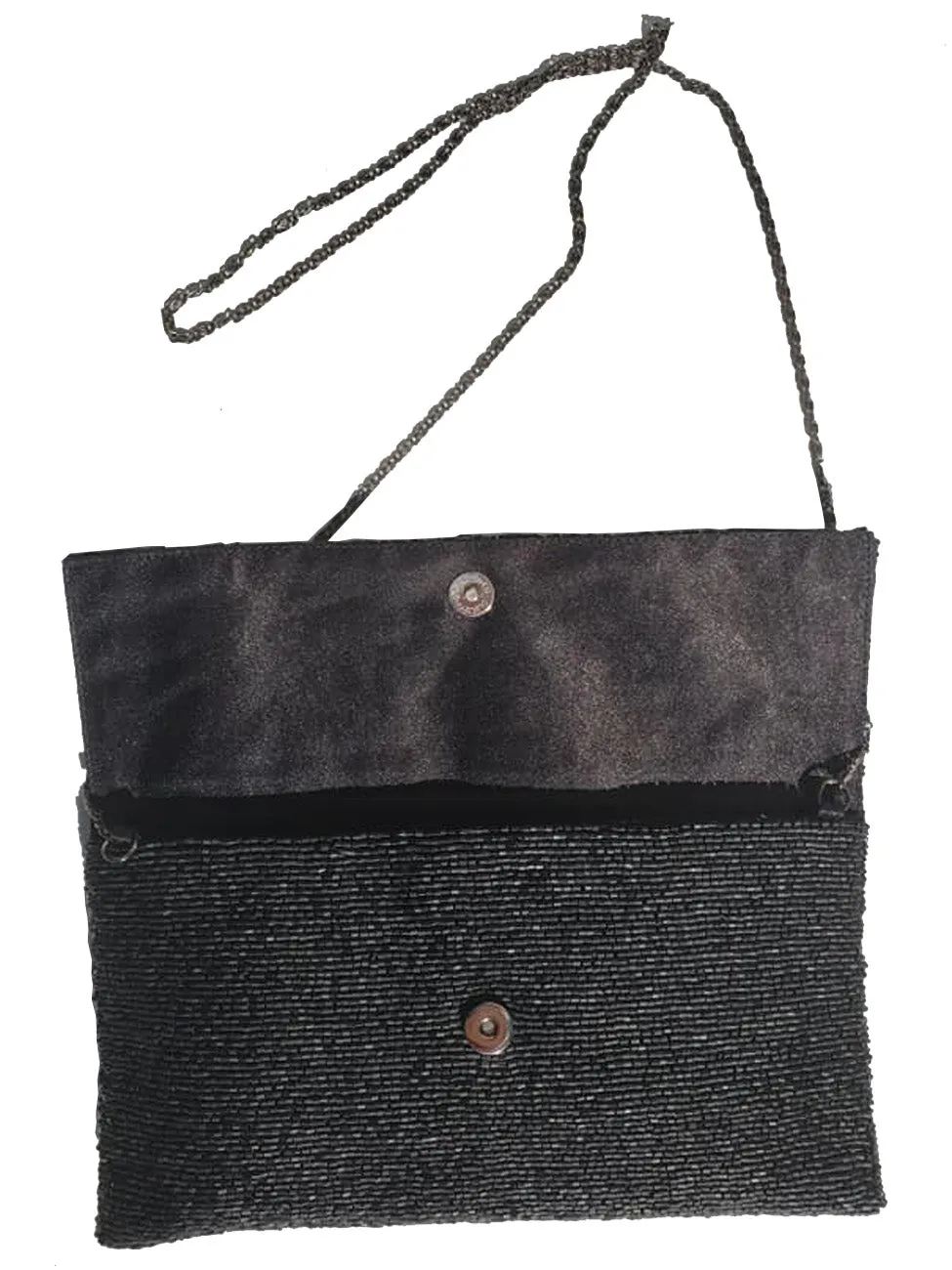 Beaded Envelope Evening Bag Jet Black