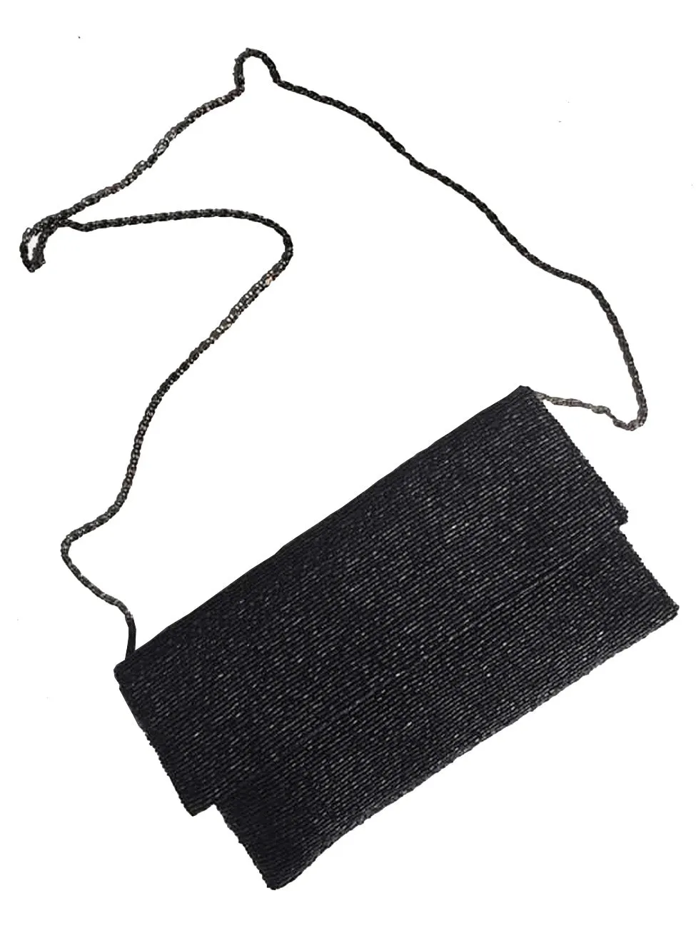 Beaded Envelope Evening Bag Jet Black