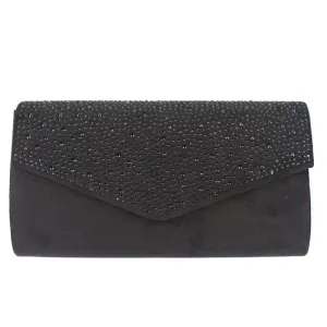 BEAU Satin Envelope Clutch With Diamante Embellishment