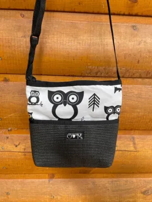 Bernie Black Crossbody Bag-Owl print fabric