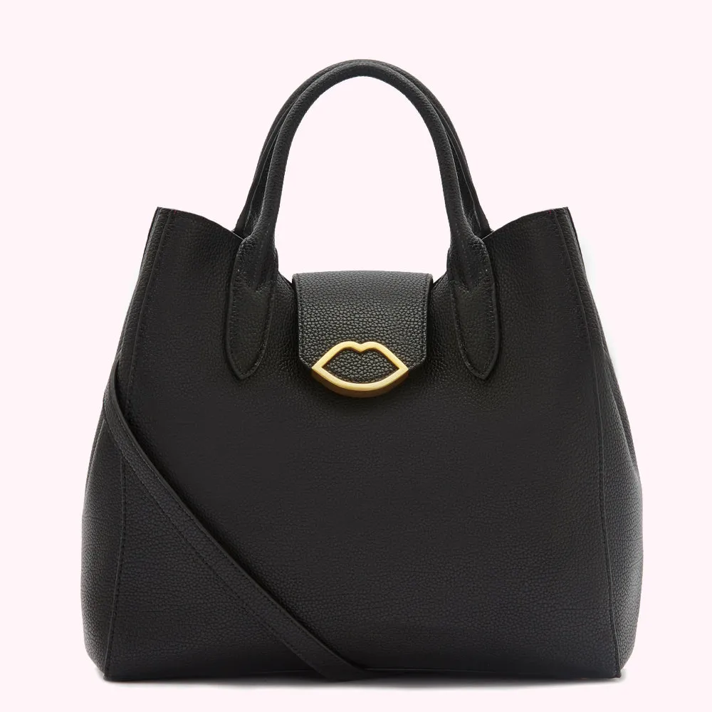 BLACK LEATHER LUELLA HANDBAG