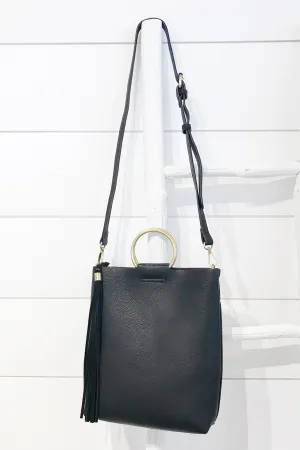 Black Mini Tote W/ Ring Handle