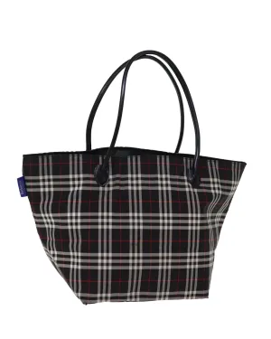 Black Nylon Tote Bag with Nova Check Pattern