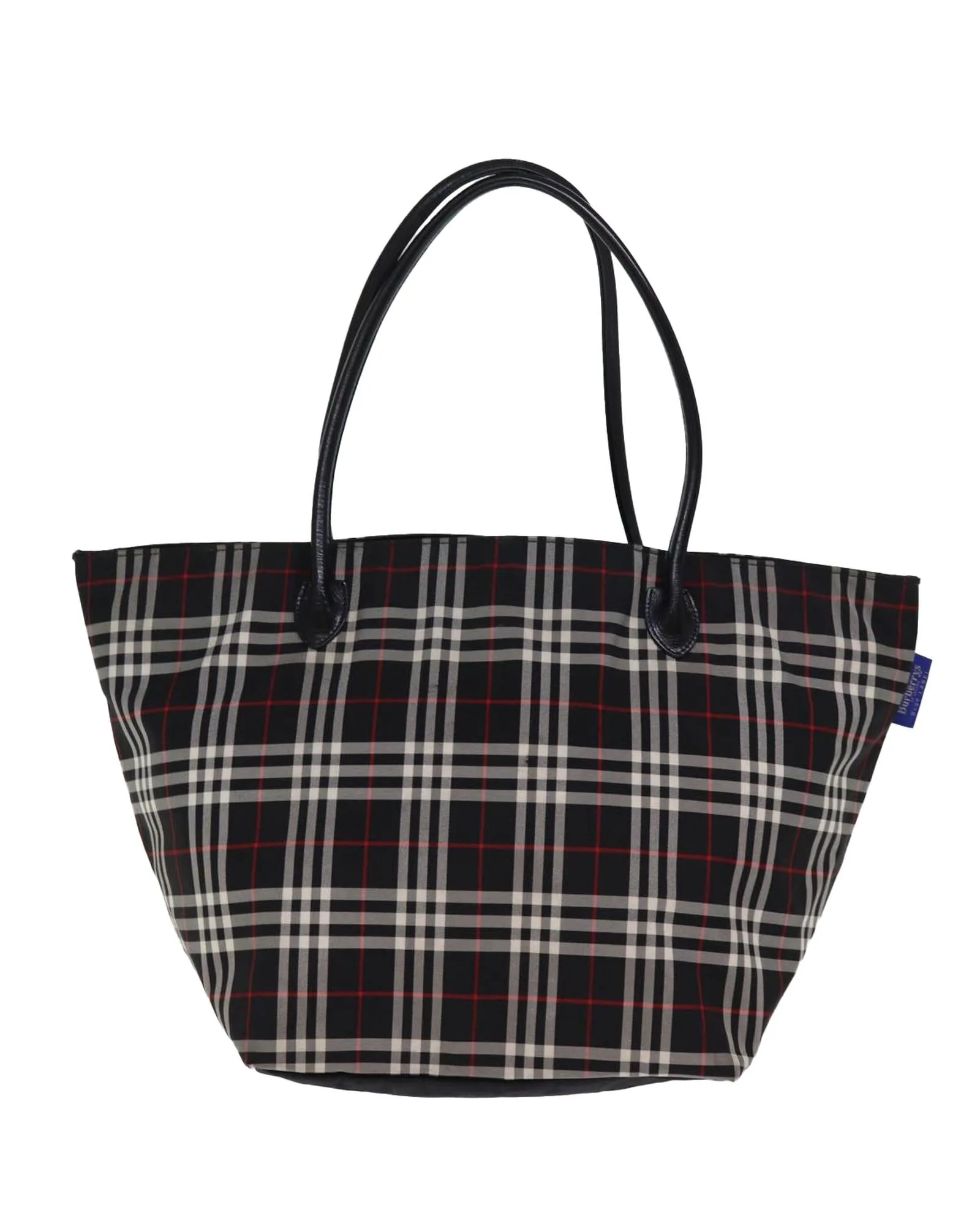 Black Nylon Tote Bag with Nova Check Pattern