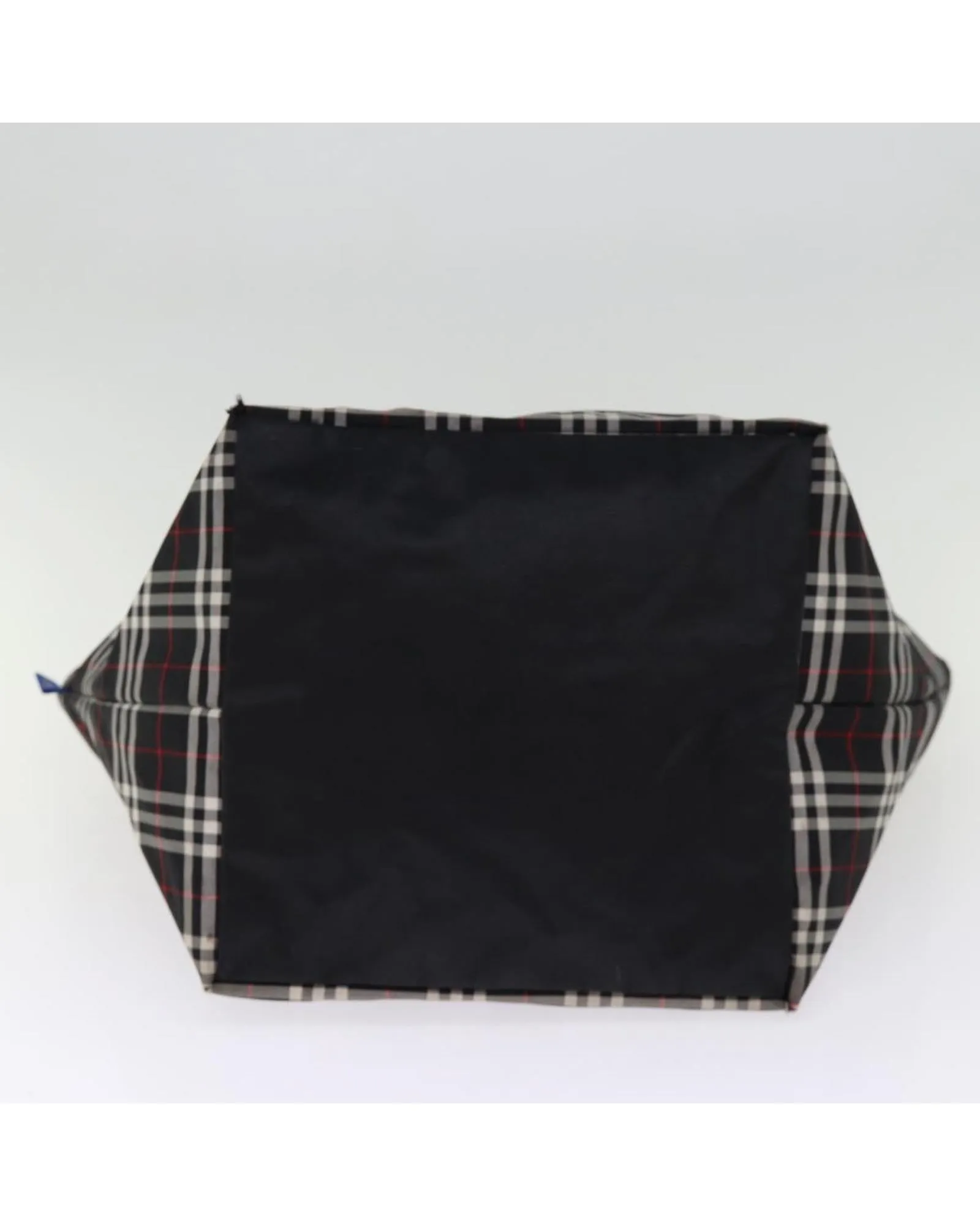 Black Nylon Tote Bag with Nova Check Pattern