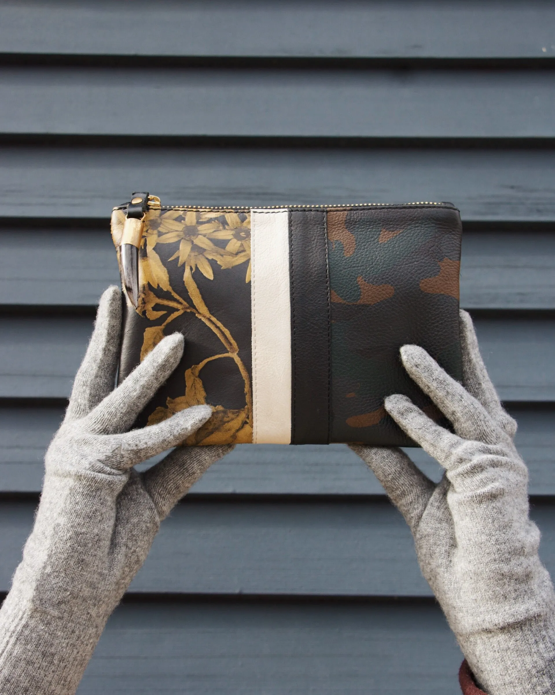 Black Peony Dark Camo Small Pouch