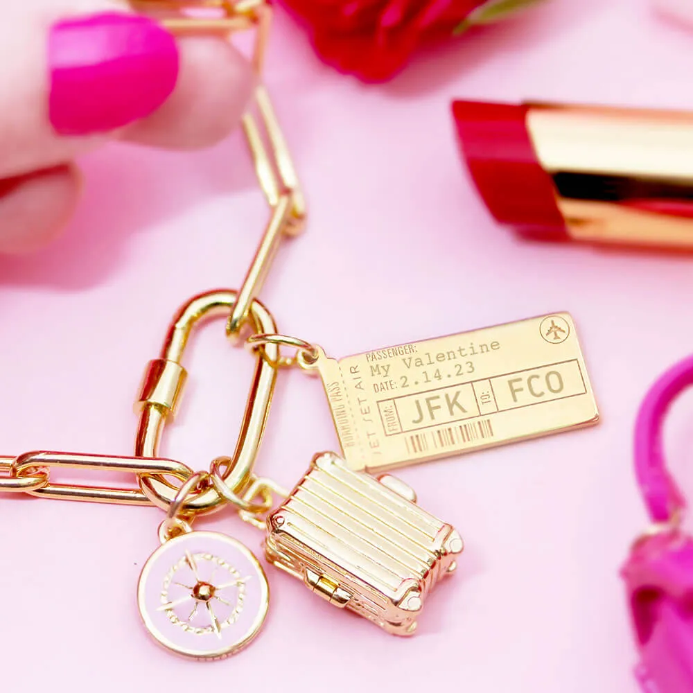 Boarding Pass Customizable Charm Gold