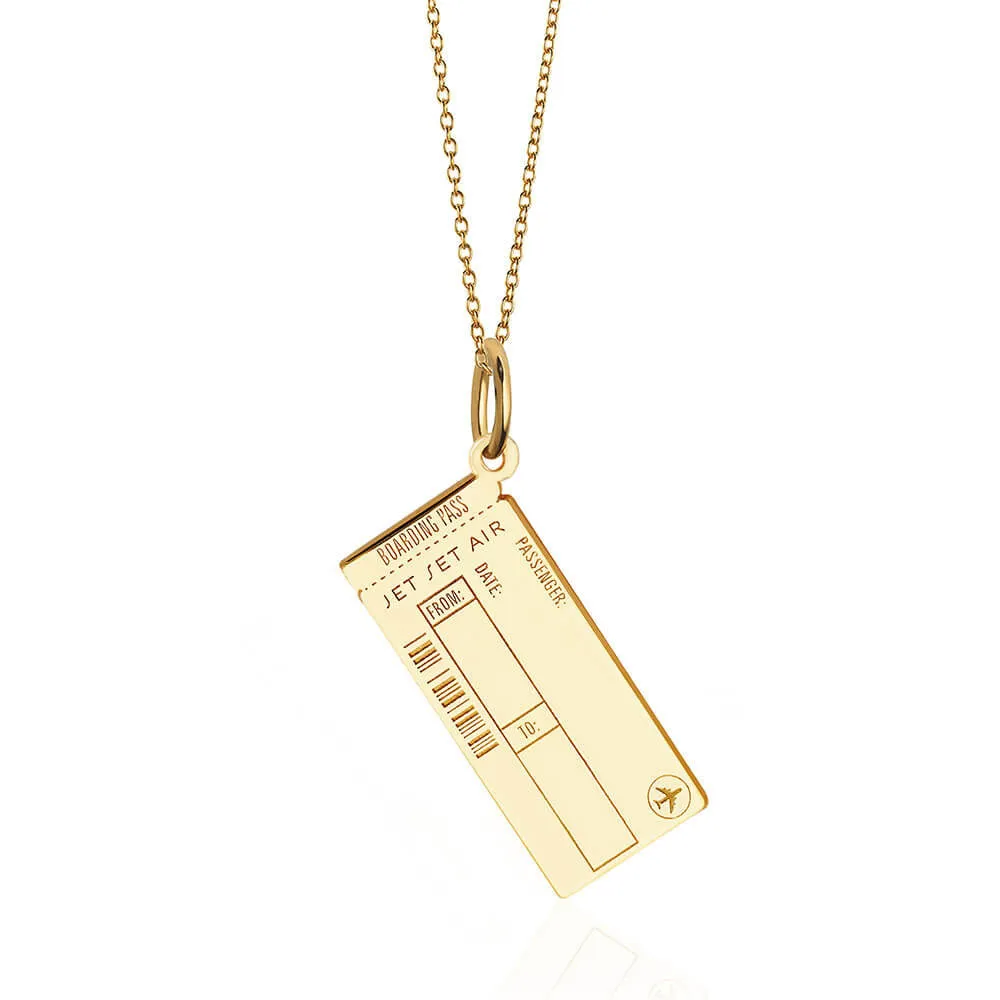 Boarding Pass Customizable Charm Gold