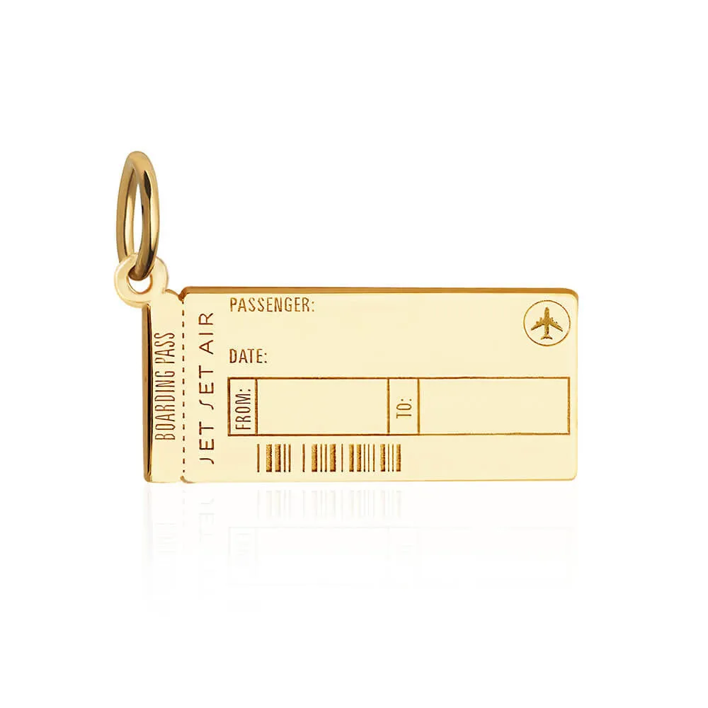 Boarding Pass Customizable Charm Gold