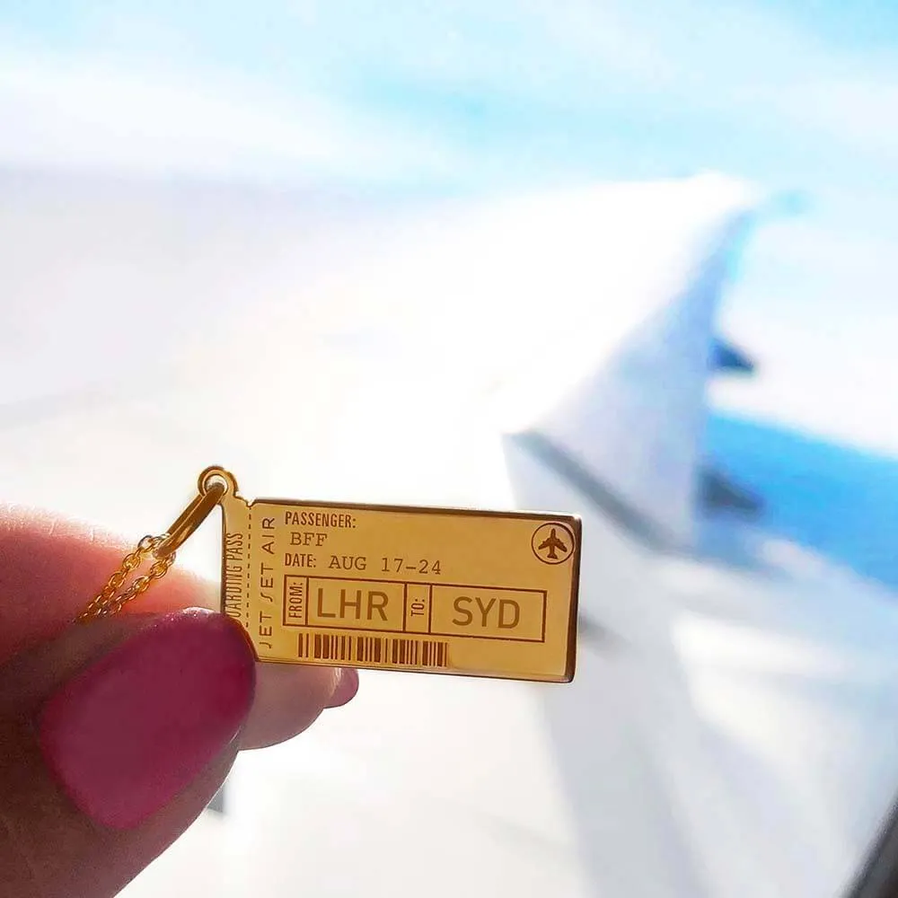 Boarding Pass Customizable Charm Gold