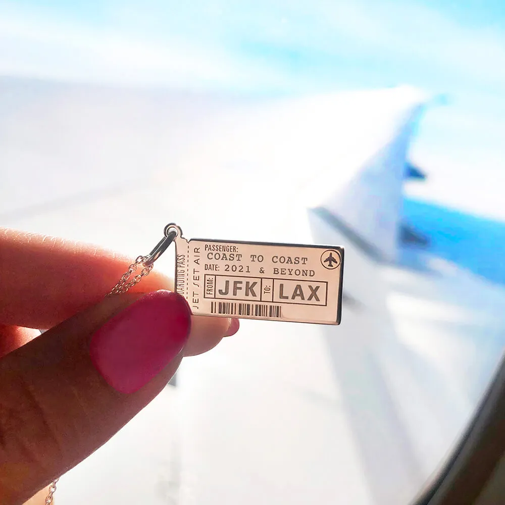 Boarding Pass Customizable Charm Silver