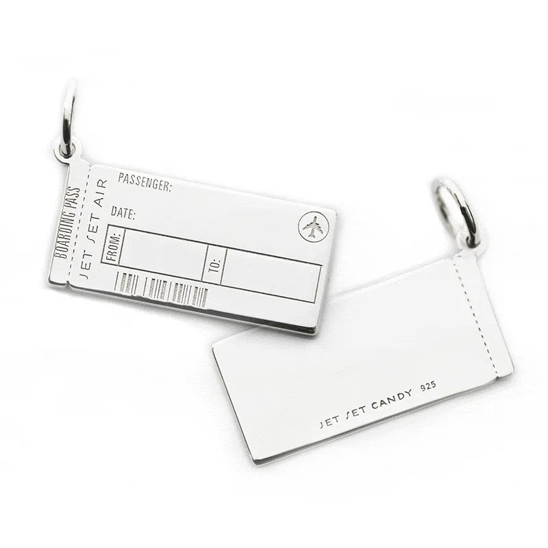 Boarding Pass Customizable Charm Silver