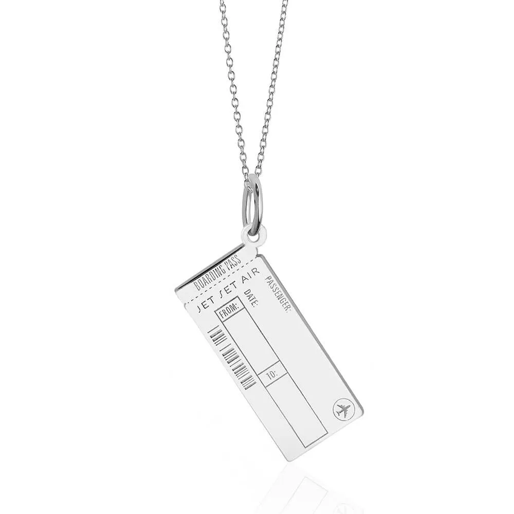 Boarding Pass Customizable Charm Silver