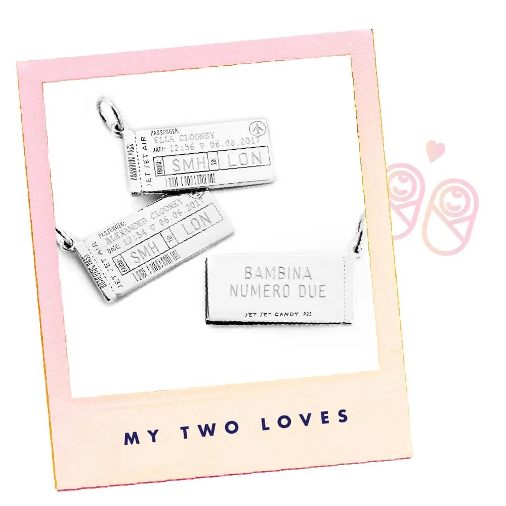 Boarding Pass Customizable Charm Silver