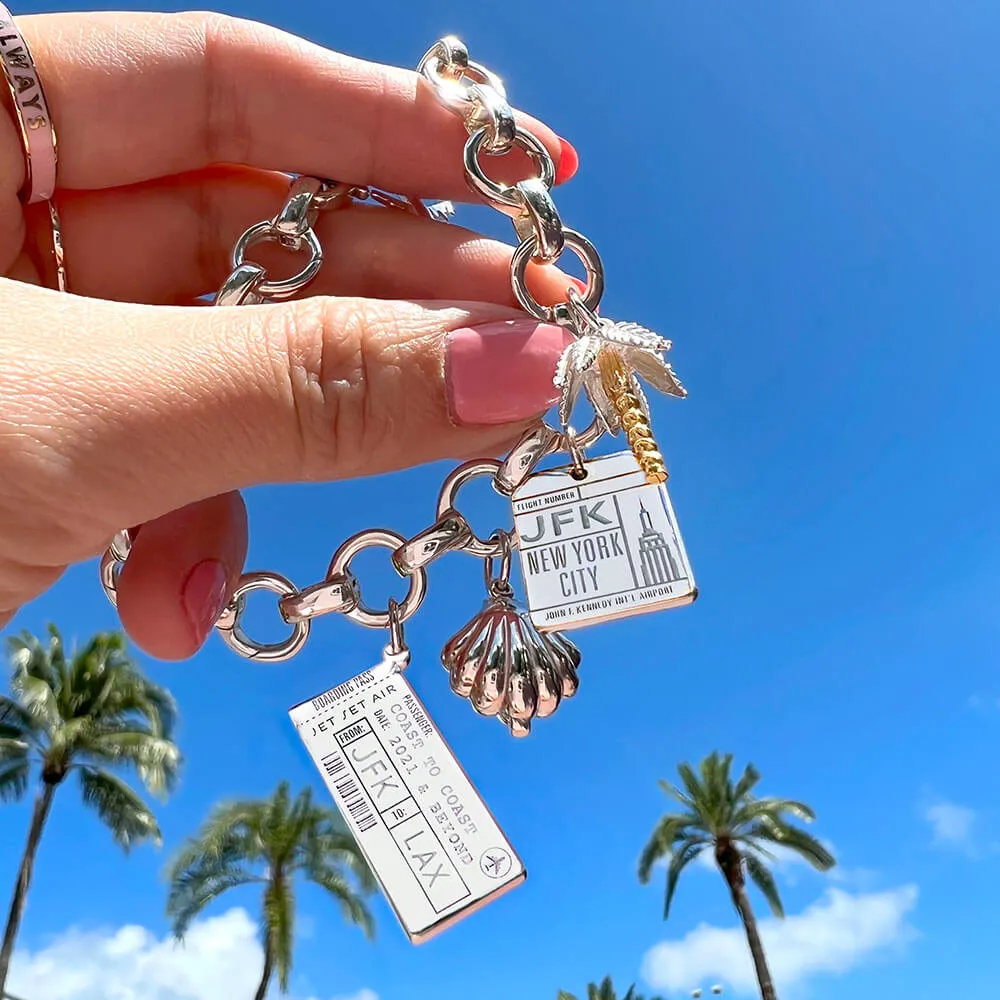 Boarding Pass Customizable Charm Silver