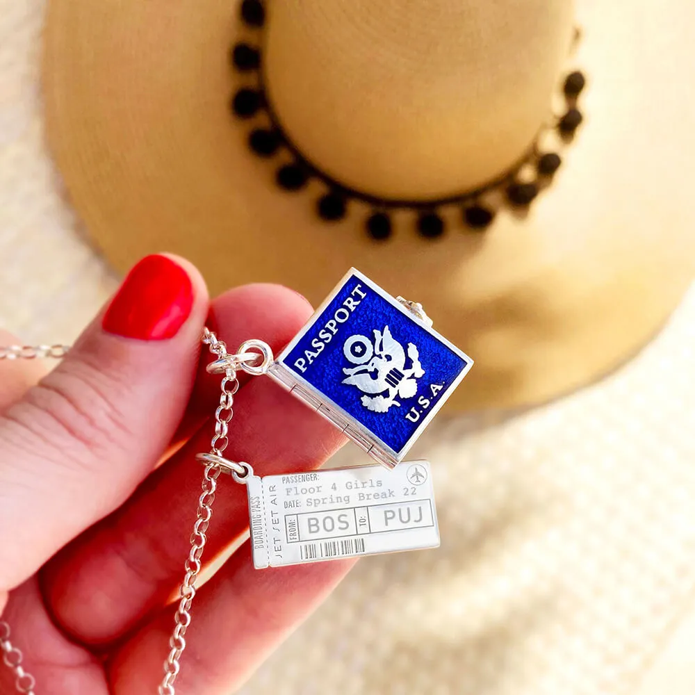 Boarding Pass Customizable Charm Silver