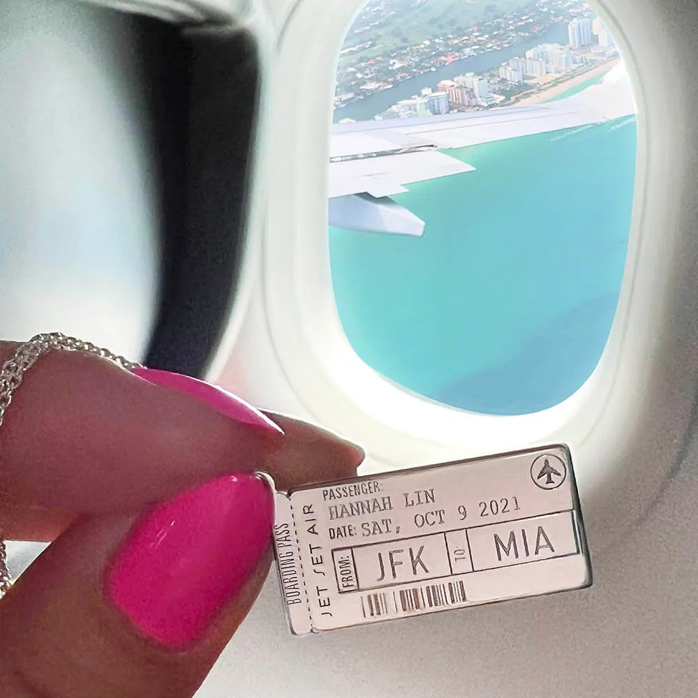 Boarding Pass Customizable Charm Silver