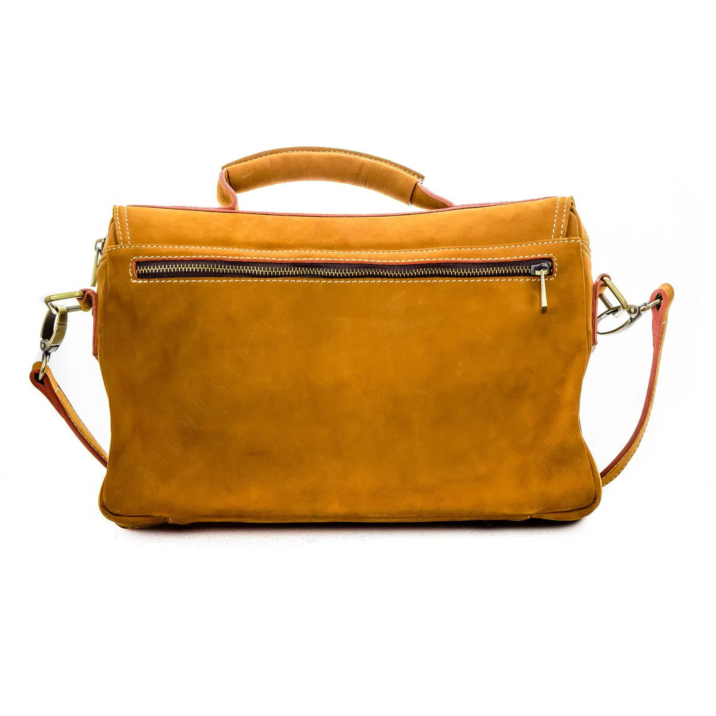 Brown Stone Leather Bag Vintage Satchel Natural Tan Nubuck